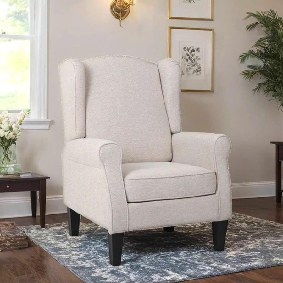 A comfortable, hospitable, and relaxing chair, light beige fabric 8025BEIG