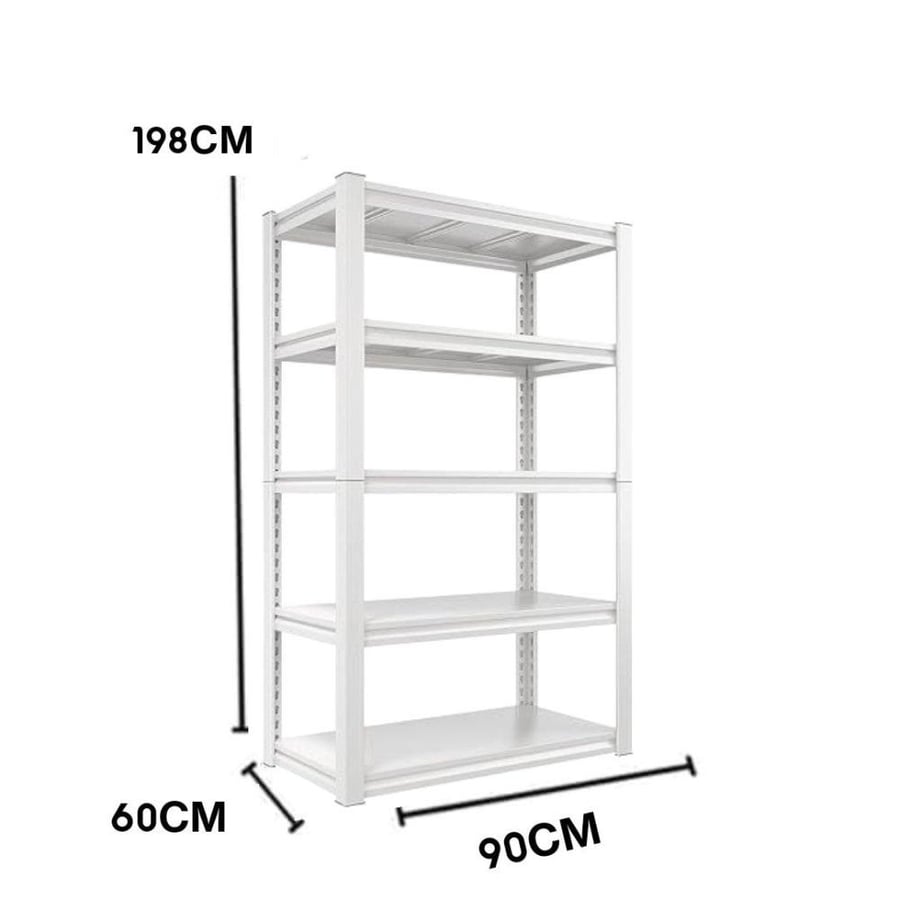 Wooden storage shelves with metal frame to bear weights, 5 levels, size 60×90×198 cm, model HY84W