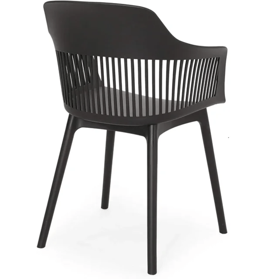 كرسي طعام فايبر اسود مع مقعد قماش اسود GWD1577BLACK