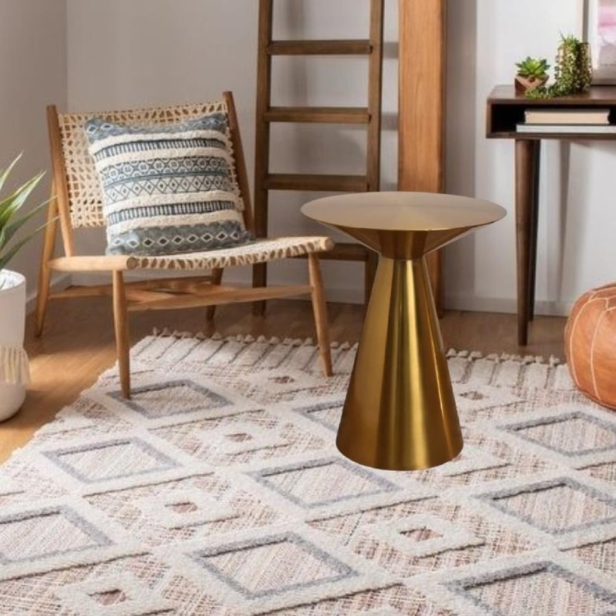 Luxury round coffee serving table 45cm steel gold-plated entirely Z-11