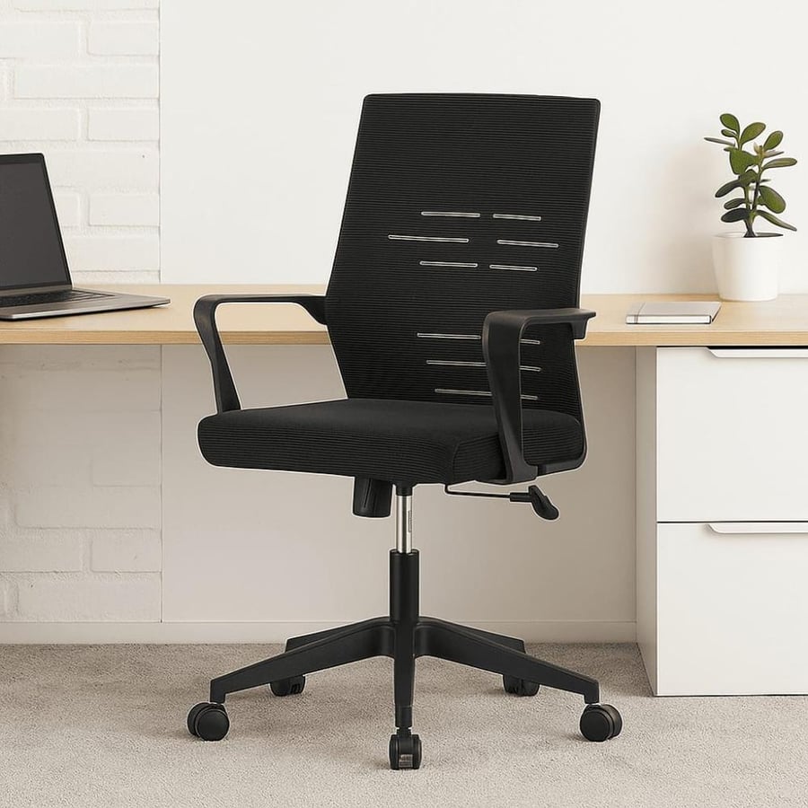 Office chair fabric perforated black color without headrest model number 820BLACK