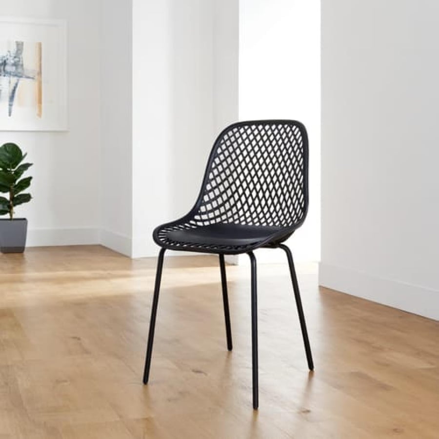 كرسي طعام وكافية فايبر خارجي لون اسود  THDC931BLACK