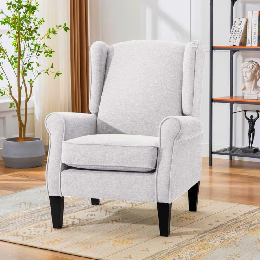 A comfortable, hospitable, and relaxing chair, light beige fabric 8025BEIG