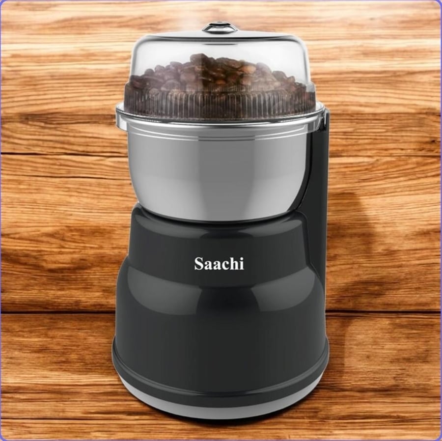 Saachi coffee grinder with copper motor and stainless steel blades for professional performance NL-CG-4972-bl