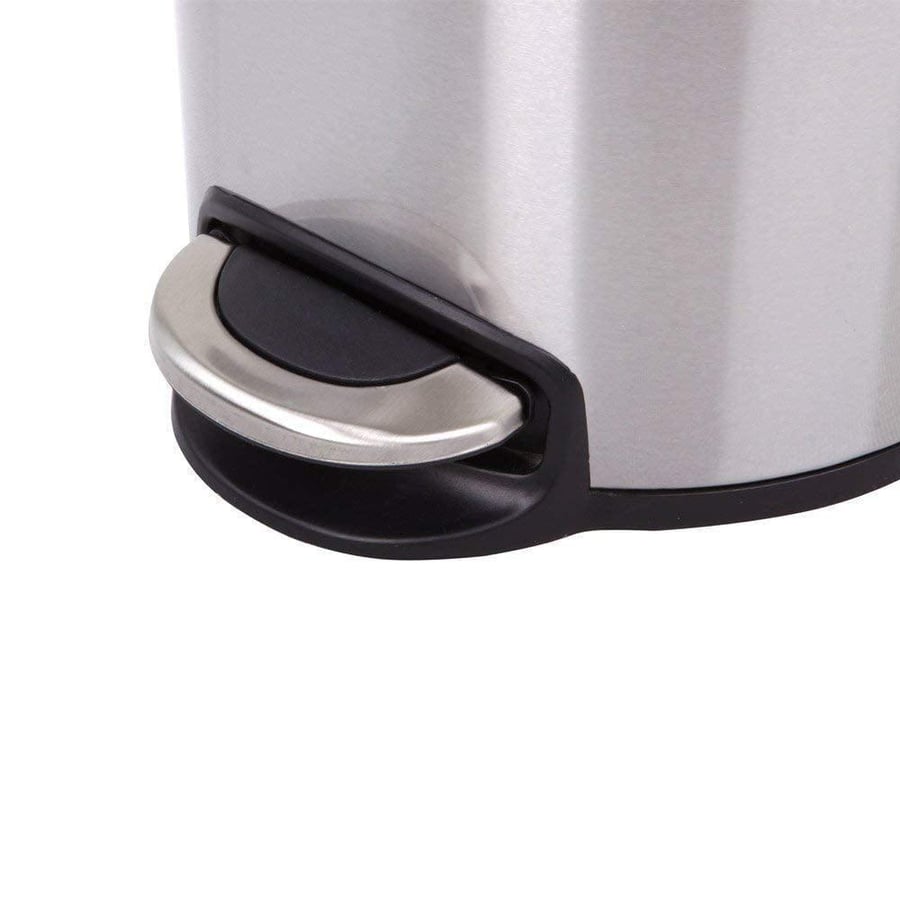 EKO round cylindrical trash bin with steel pedal, silver, 8 liters, EK922512