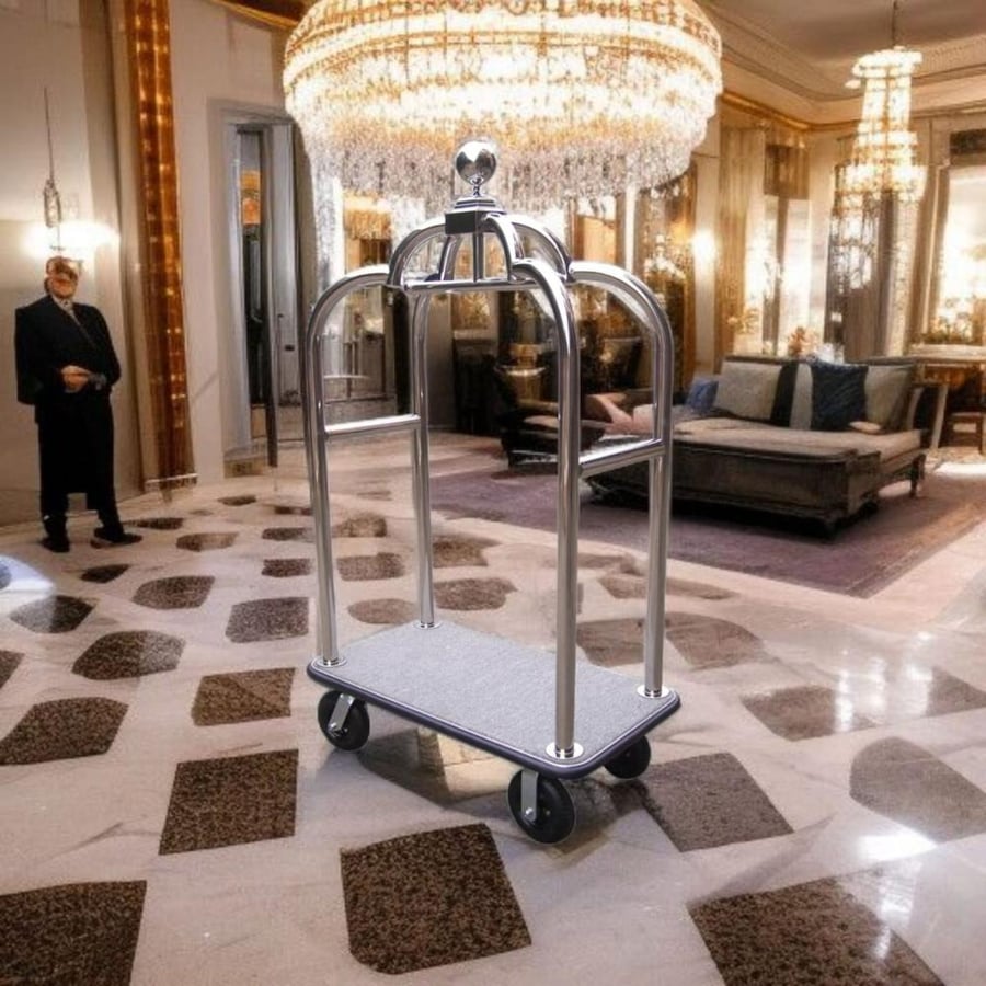 Luggage trolley for hotels, silver color GWD1138S