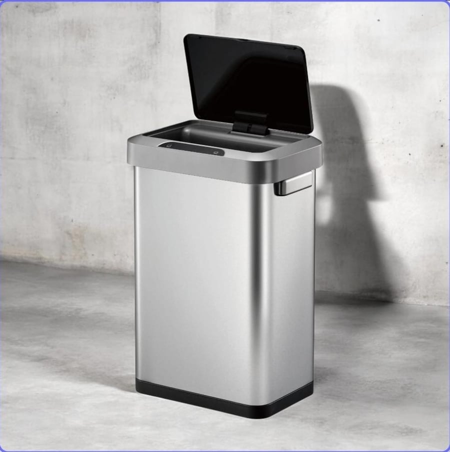 EKO rectangular smart trash bin stainless silver 45 liters EK92621