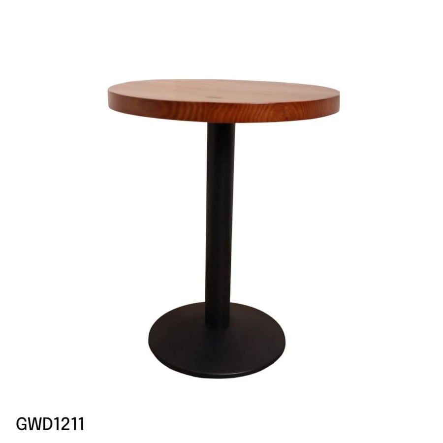 Round brown wooden dining table 60CM black iron base GWD1212BROWN