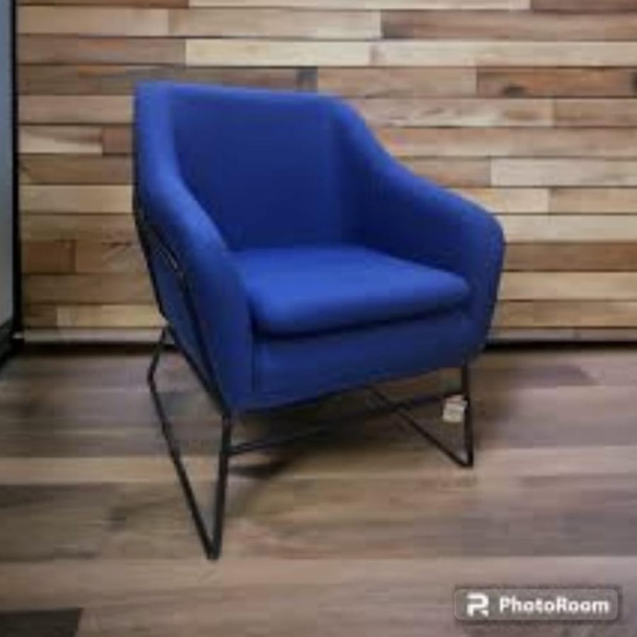 Dining and cafe chair fabric Sinclair blue with iron base GWD1453BLUE