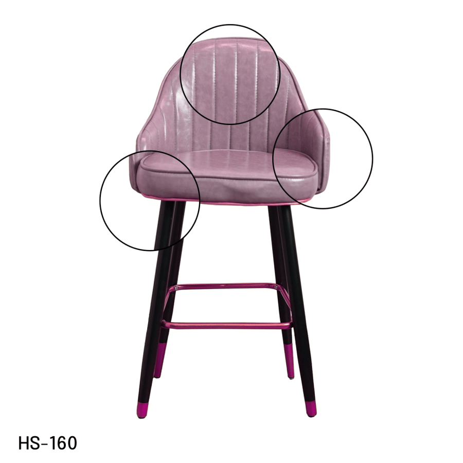 Pink leather bar stool and black iron leg base HS-160APINK