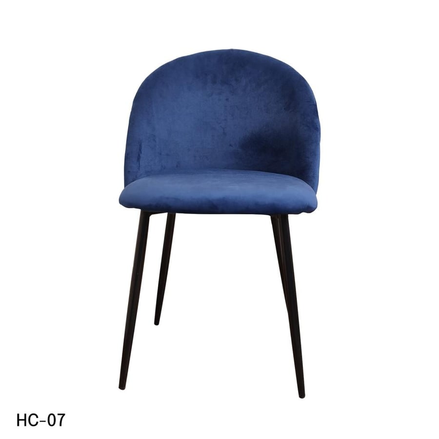 Dining and cafe chair, velvet fabric, dark blue, and black iron leg base HC-07DBLUE
