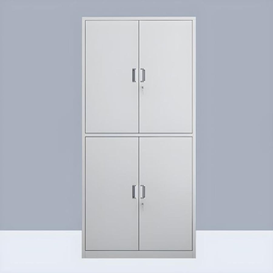 دولاب ملابس حديد 4 ابواب مع ارفف داخلية مقاس 185×85×40 رصاصي W062GRAY