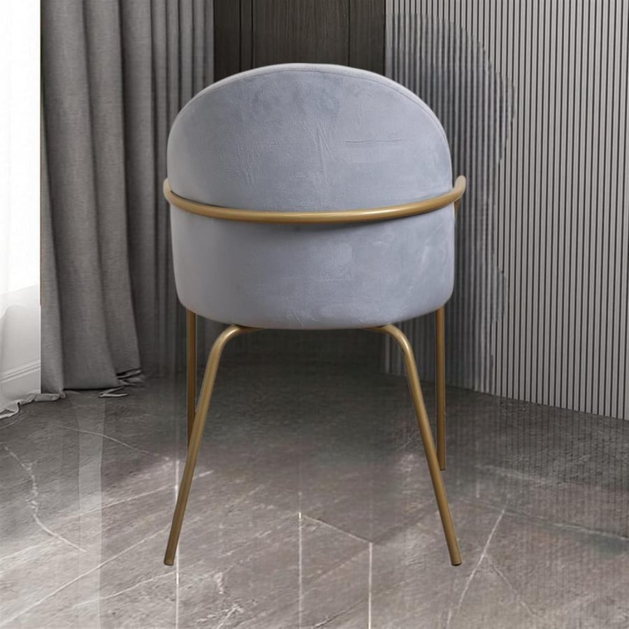 Dining and cafe chair, velvet fabric, light gray, and gold steel leg base HC-12LBLUE