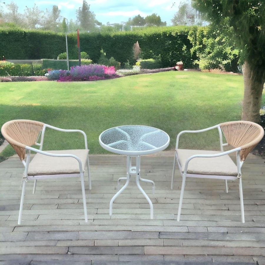 Set of two chairs and table 211084 BROWN & BEIGE