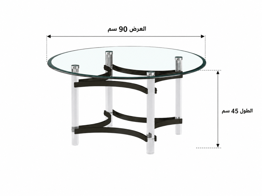 طاولة شاي أكريليك زجاج أسود