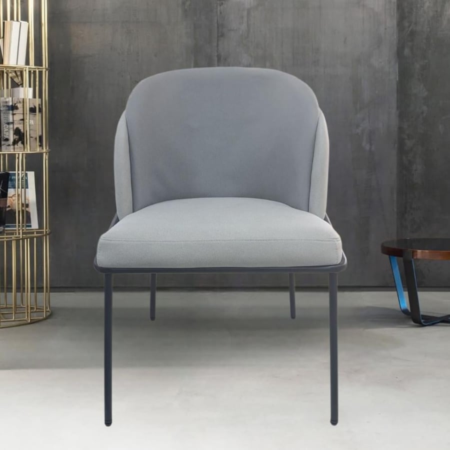 Fabric dining chair, gray color, with black iron leg base F-693BGRAY