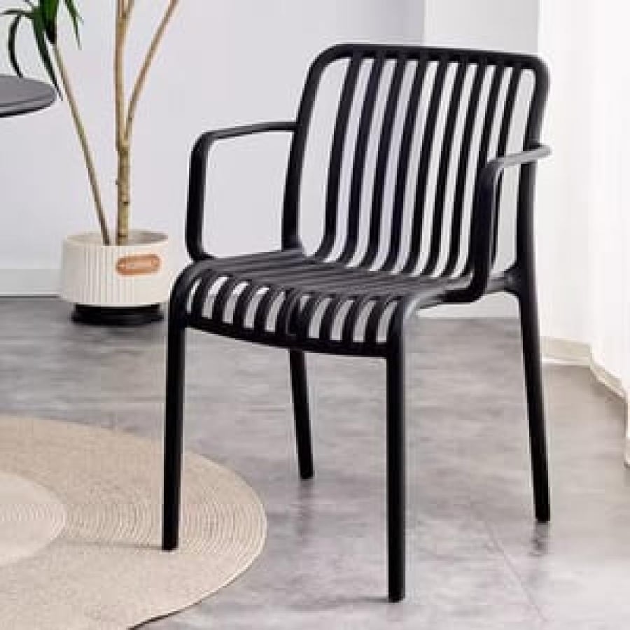 كرسي طعام وكافية فايبر خارجي لون اسود  THDC610BLACK
