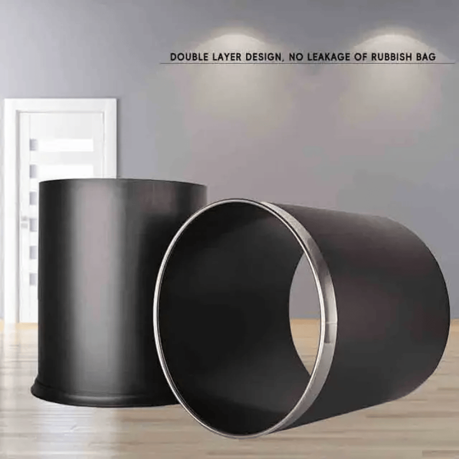 Black plastic round trash bin 10 liters GWD1169