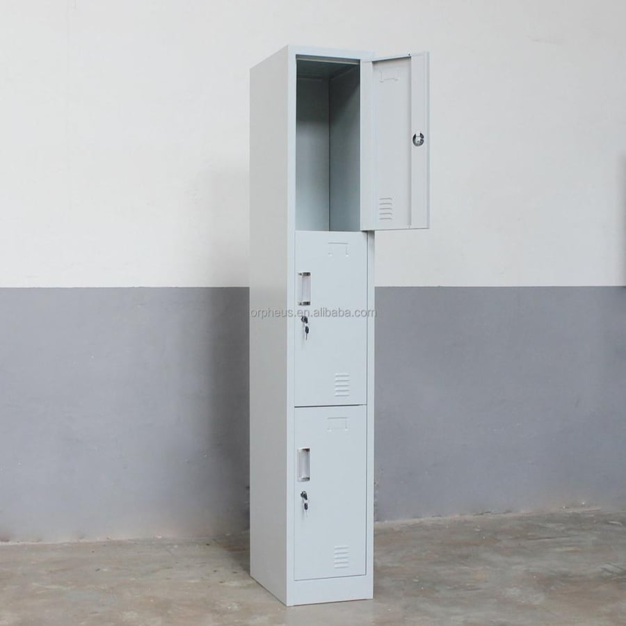 دولاب امانات وملابس حديد 3ابواب مع ارفف داخلية مقاس 185×38×42 رصاصي W001-3GRAY