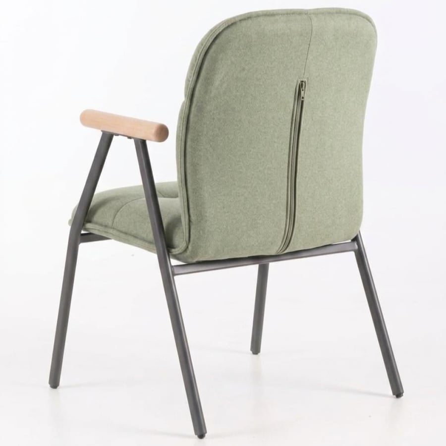 Dining and cafe chair, velvet wood, green color, ZH033GREEN