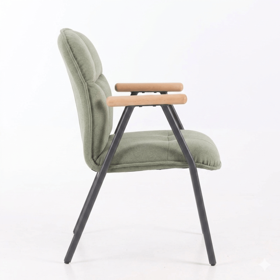 Dining and cafe chair, velvet wood, green color, ZH033GREEN