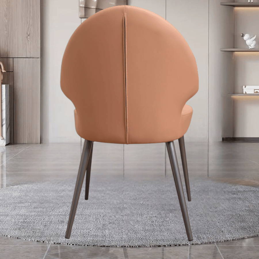 Leather brown dining chair with gray iron leg base H240BROWN