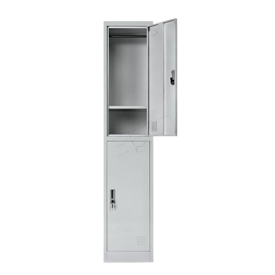 دولاب امانات وملابس حديد بابين مع ارفف داخلية مقاس 185×38×42 رصاصي W001-2GRAY
