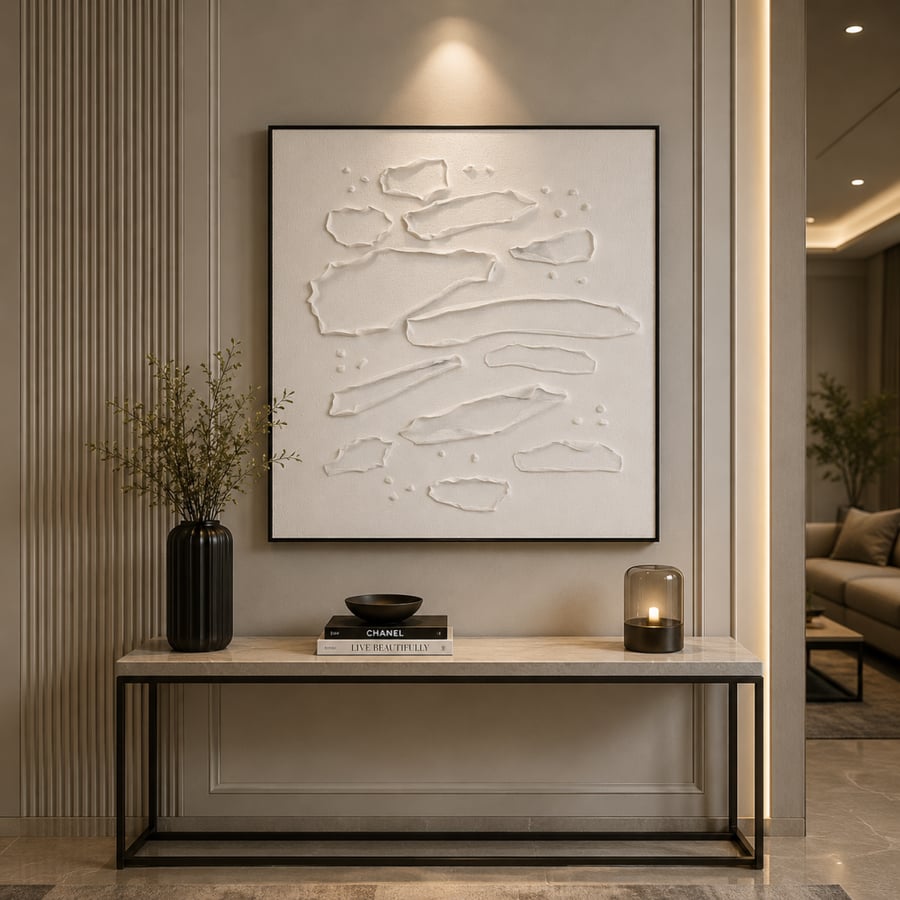 لوحة فنية مربعة بإطار أسود مقاس 100 × 100 سم