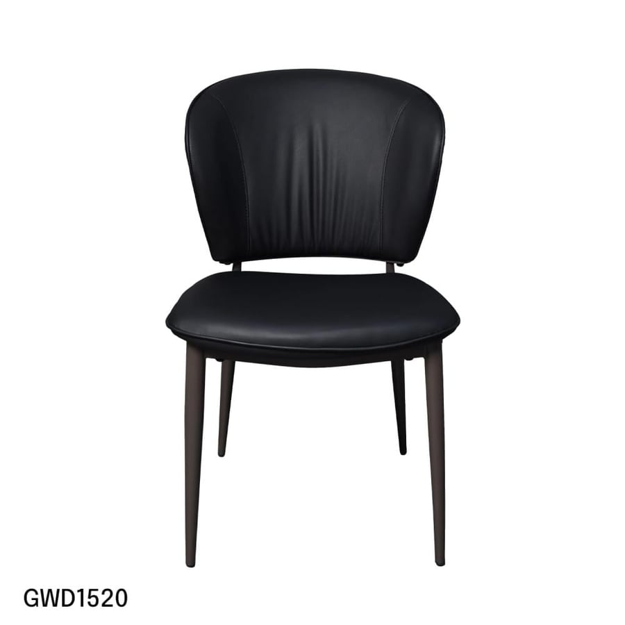 Black leather dining chair with brown metal leg base GWD1520BLACK
