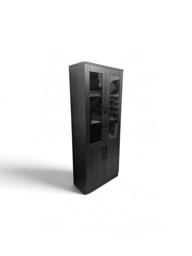 دولاب تخزين مكتبي أنيق ببابين زجاجيين ومساحة إغلاق سفلي 20*80*180 سم FF-RT1813DARKGREY