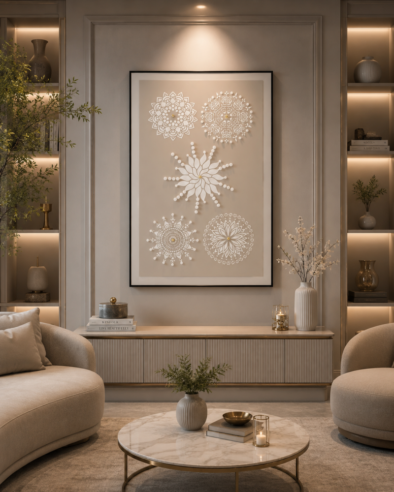 لوحة ديكور راقية بإطار أسود مقاس 100 × 150 سم