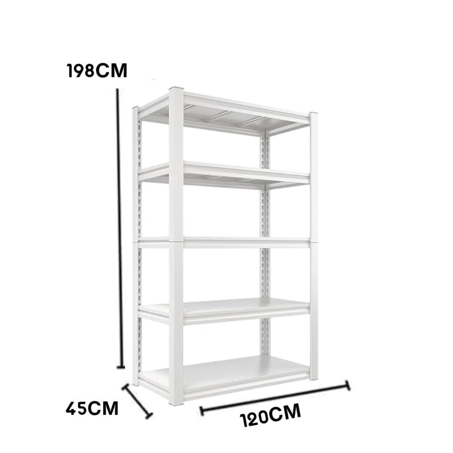 Wooden storage shelves with metal frame to bear weights, 5 tiers, size 45×120×198 cm, model HY9W