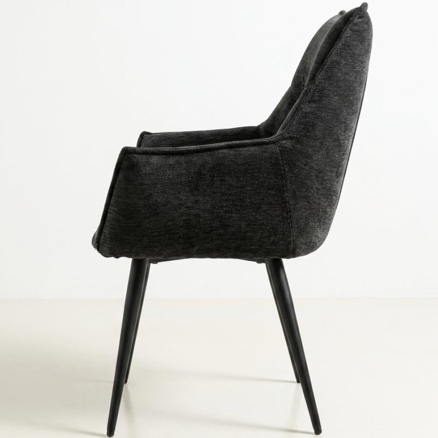 كرسي طعام و كافيه قطيفي اللون اسود ZH032BLACK