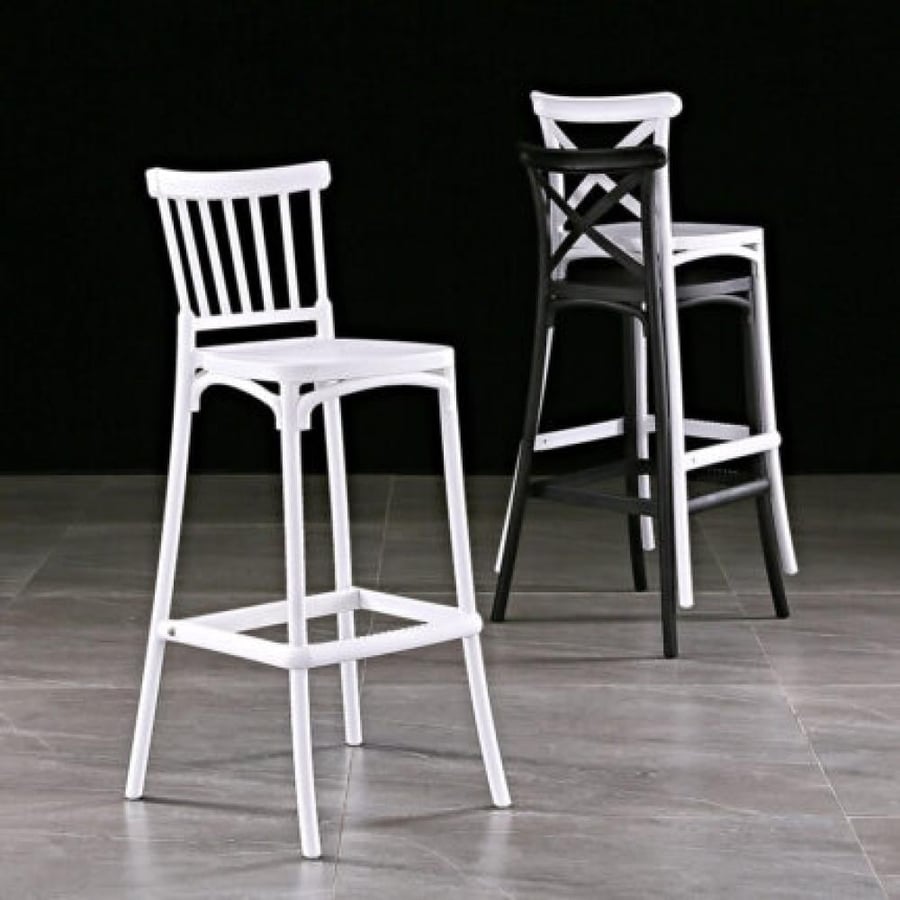 كرسي بار فايبر ابيض بقاعدة ثابتة 6162WHITE