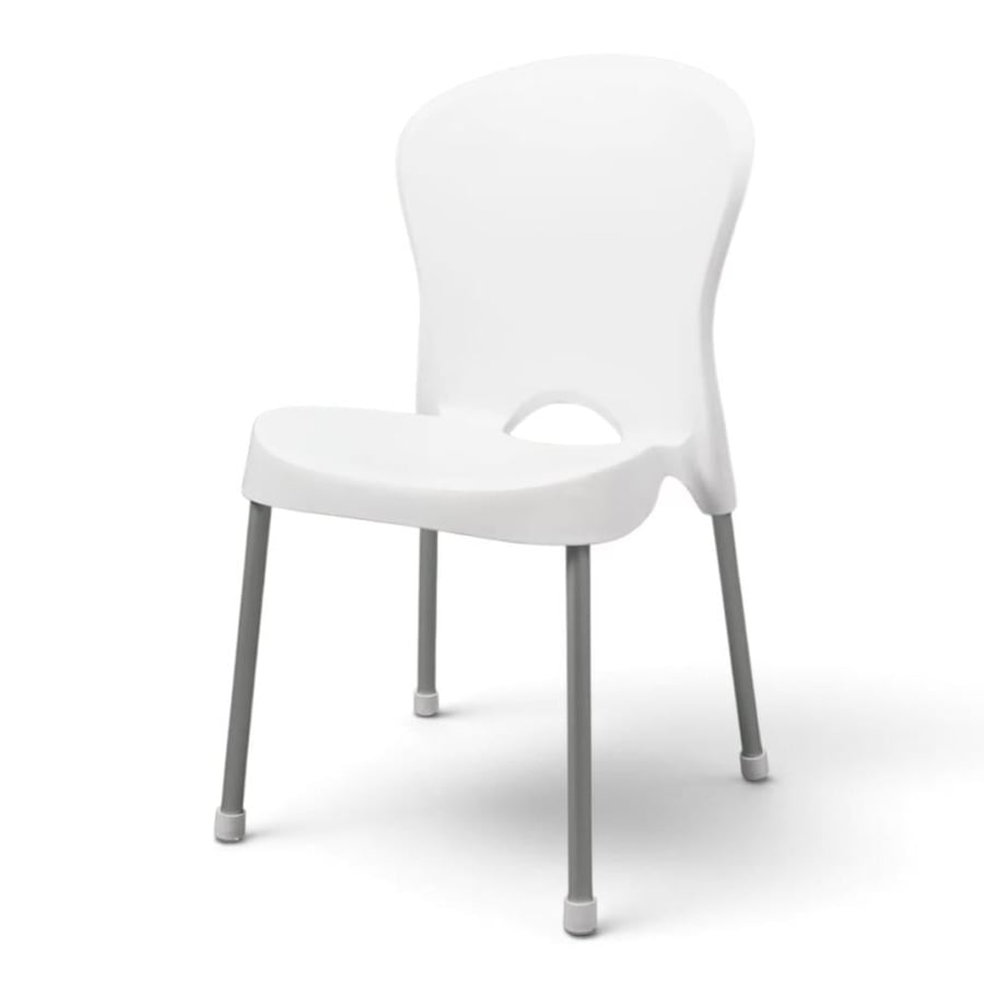 كرسي بلاستيك لون ابيض بارجل الومونيوم موديل رقم  PL-540WHITE