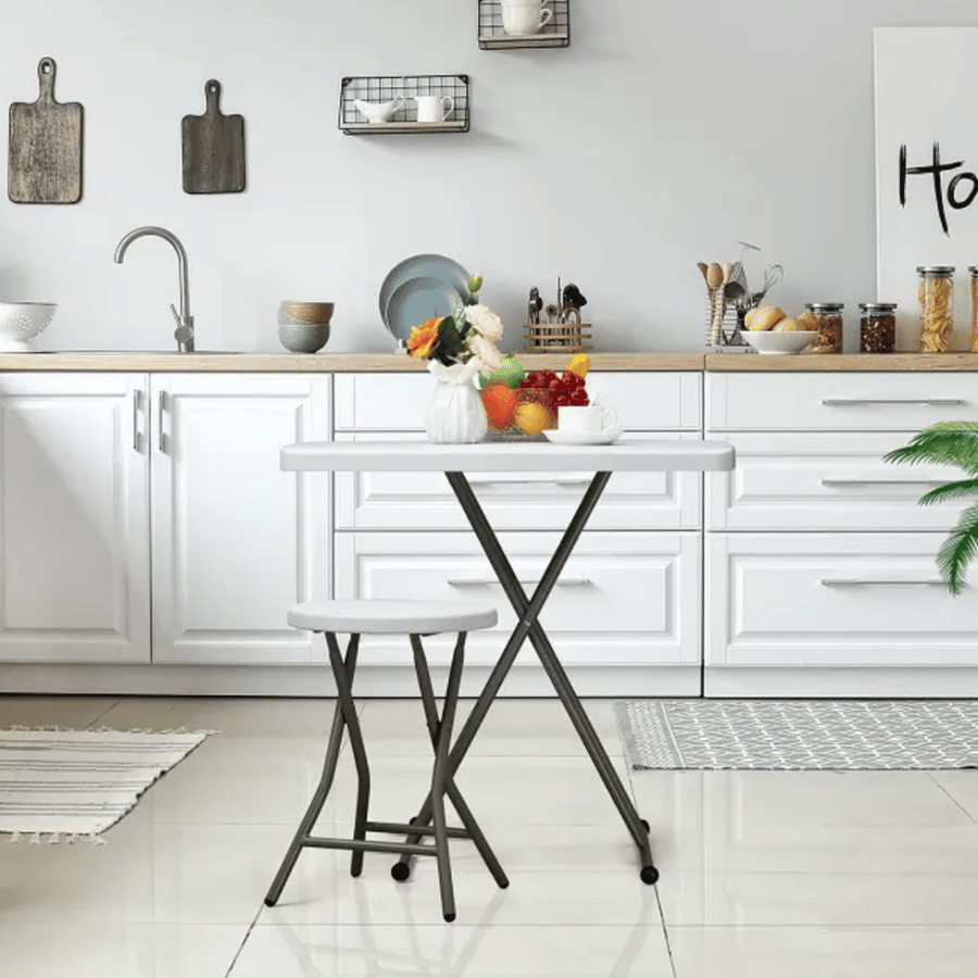 Fibre table for events rectangular small white color with legs foldable size 76cm×50cm model HQSJ32