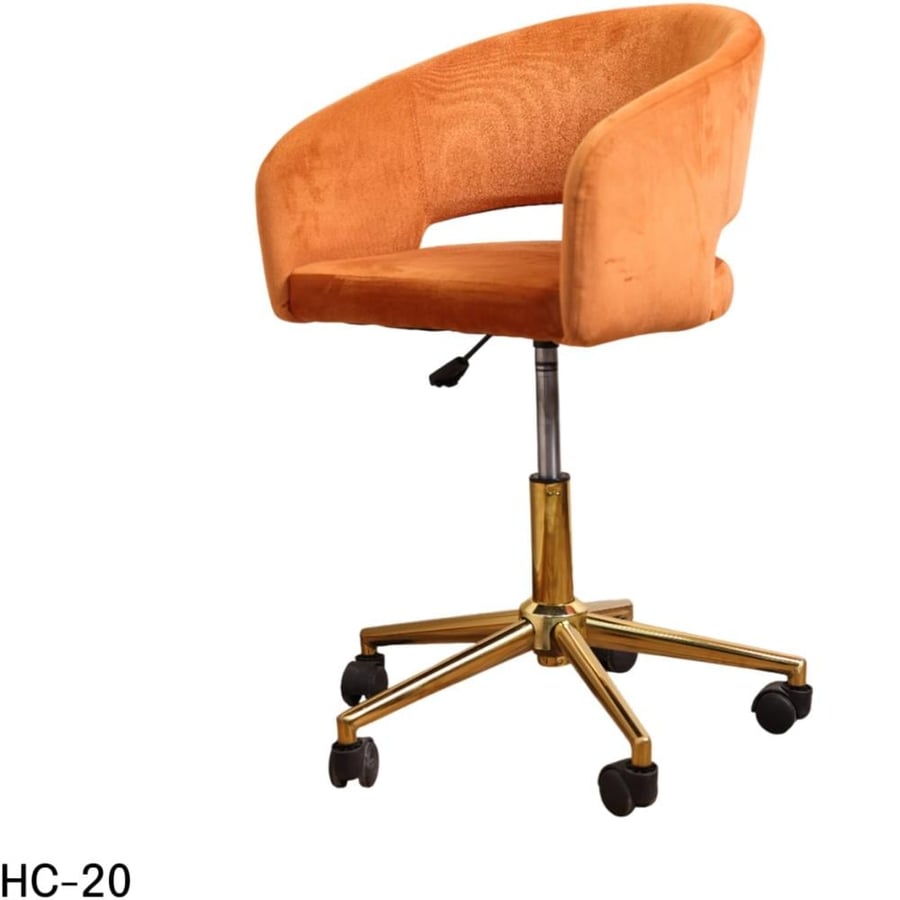 Velvet fabric orange wheelchair with gold steel hydraulic base HC-20
