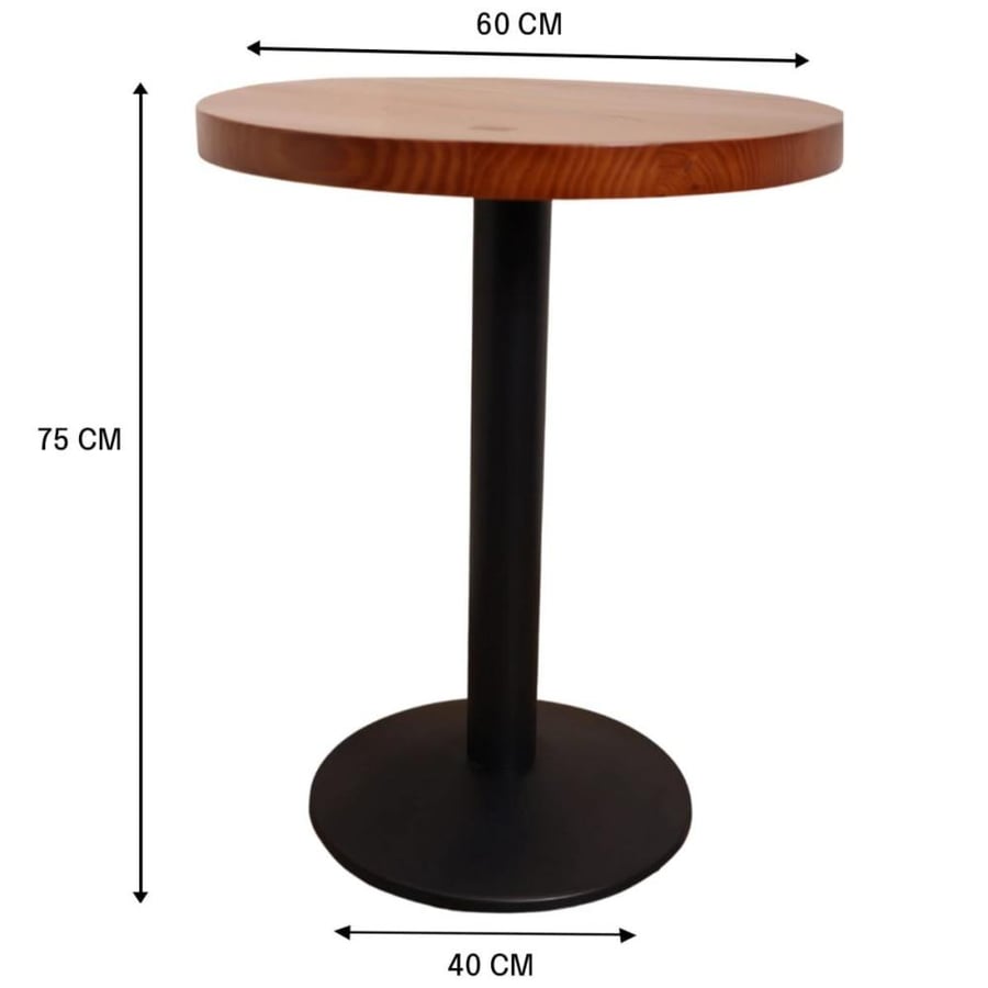 Round brown wooden dining table 60CM black iron base GWD1212BROWN