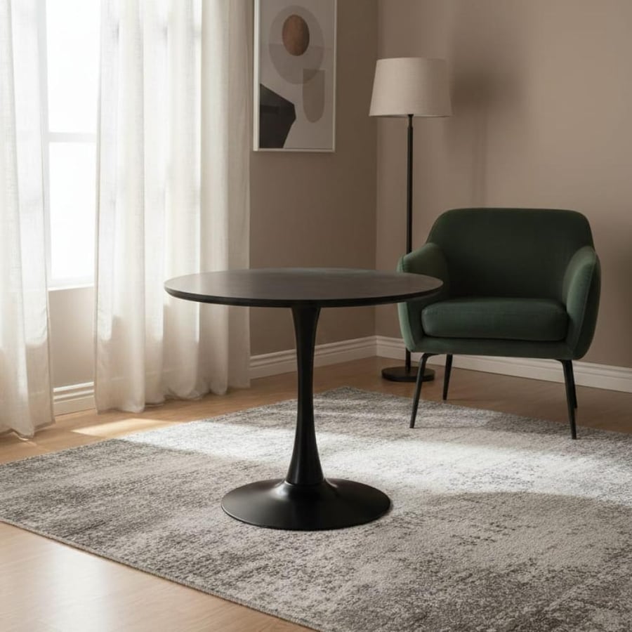 Wooden table with round black iron 80-BA-MDF-1BLACK