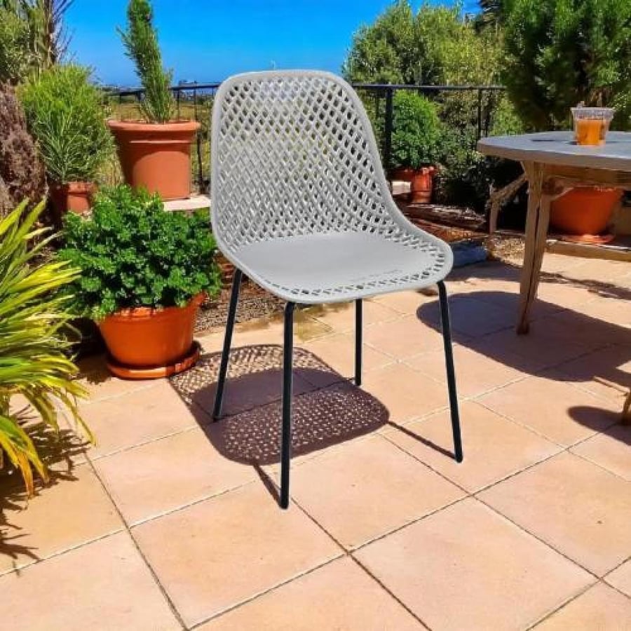 كرسي طعام وكافية فايبر خارجي لون رصاصي  THDC931GRAY