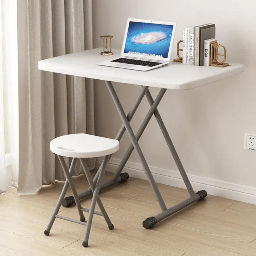 Fibre table for events rectangular small white color with legs foldable size 76cm×50cm model HQSJ32