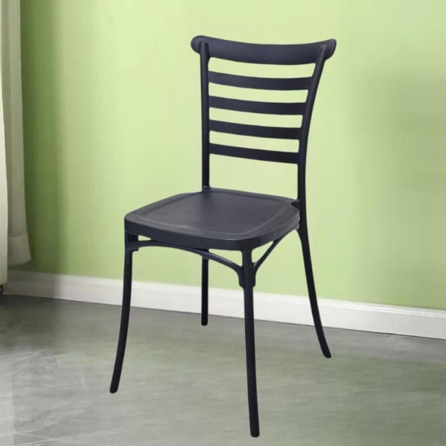 كرسي طعام وكافية فايبر خارجي لون اسود  THDC654BLACK