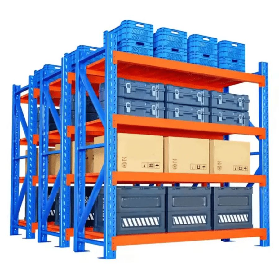 Iron storage shelves, 4 levels, each shelf supports 300 kg, size 60×200×200 cm, model HS25W300