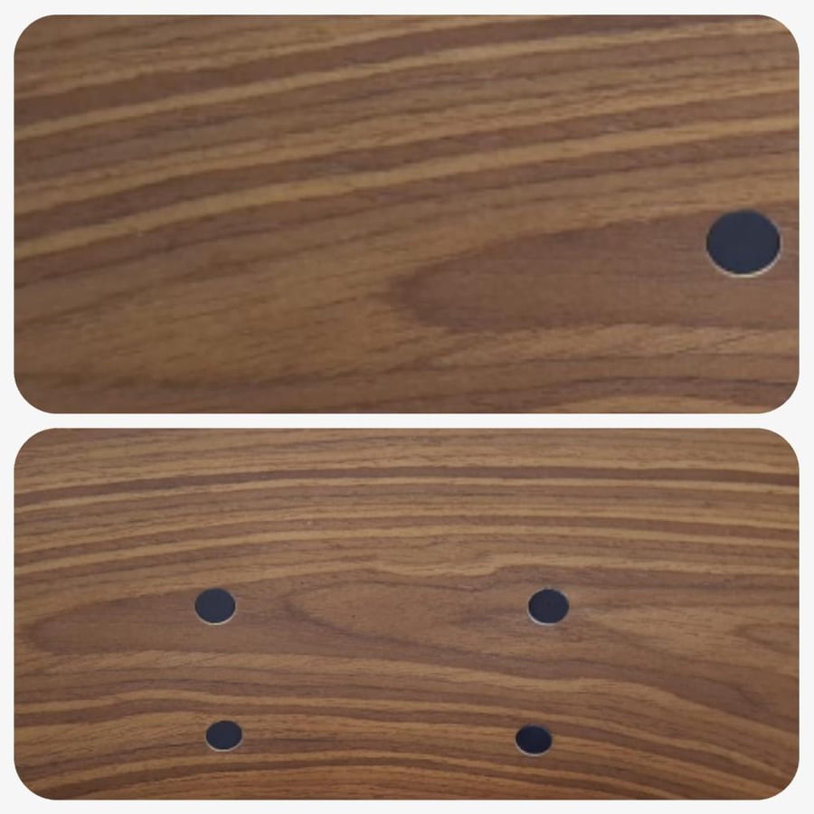 Light brown wall-mounted wooden table painted with transparent epoxy material, size 2m×45cm, with 4 black supports 30cm (custom made)