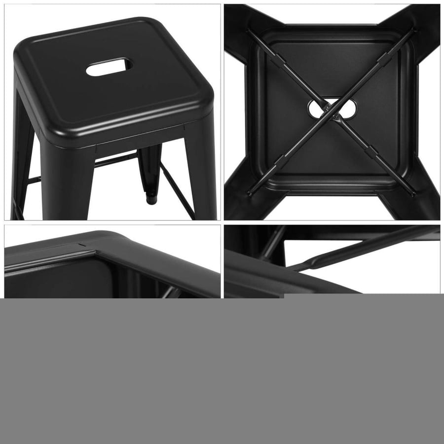 كرسي بار حديد بدون ظهر لون اسود HS01BLACK