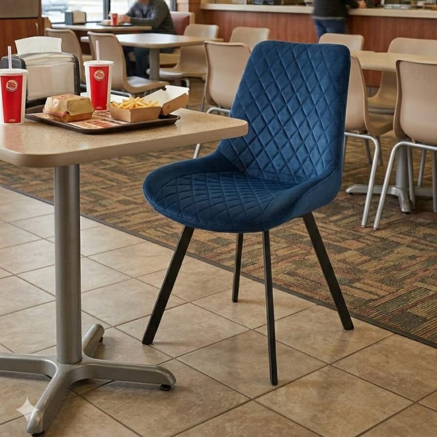 Dining and cafe chair, velvet fabric, square, blue, DM-C01BLUE