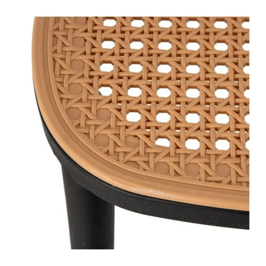 Outdoor dining and cafe chair, fiber & rattan, without arm, black color, FC-002BLACK