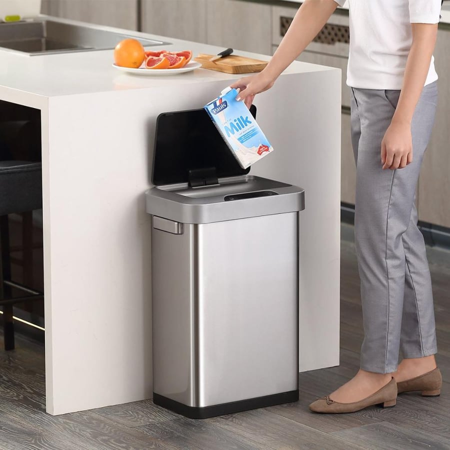 EKO rectangular smart trash bin stainless silver 45 liters EK92621