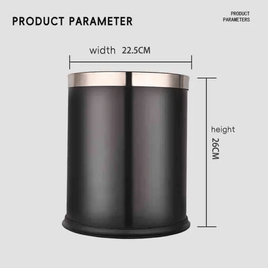 Black plastic round trash bin 10 liters GWD1532