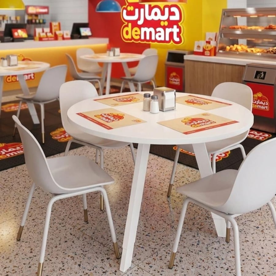 طاولة ضيافة للقهوة فاخرة دائرية 90CM*75CM سطح خشب ابيض وقاعدة حديد ابيض DM-A01WHITE